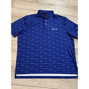 RLX Ralph Lauren Golf Polo Men XL Cars Auto Race Performance Stretch Shirt AOP